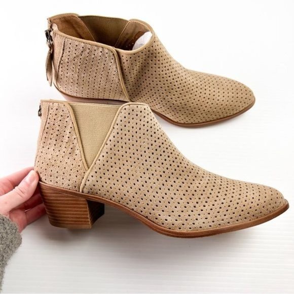 Trask Bootie womens size 11 Tisha Perforated Taupe Oiled Suede Ankle Shoe - Picture 6 of 12